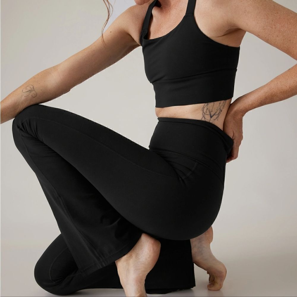 Athleta Pull On Black Split Hem Boot Cut Pants Cr… - image 2